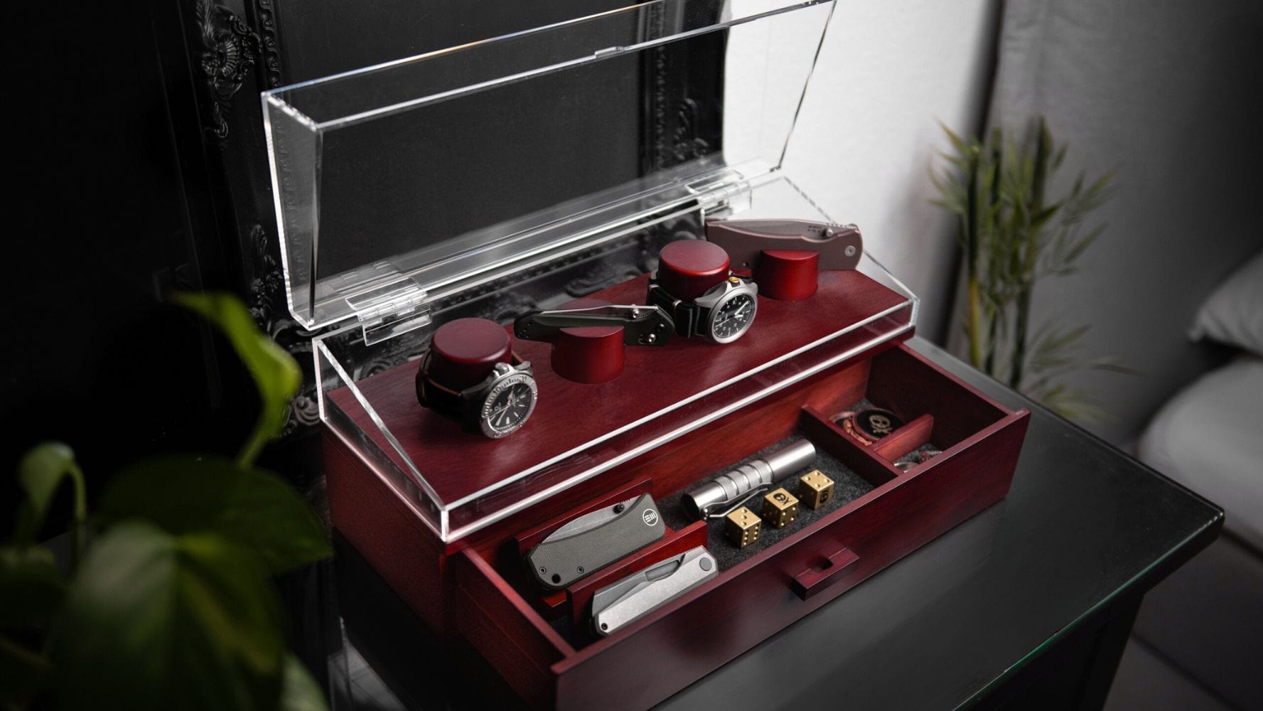 The Combo Deck Watch and Knife Display Case EDC Storage Box Holme Hadfield