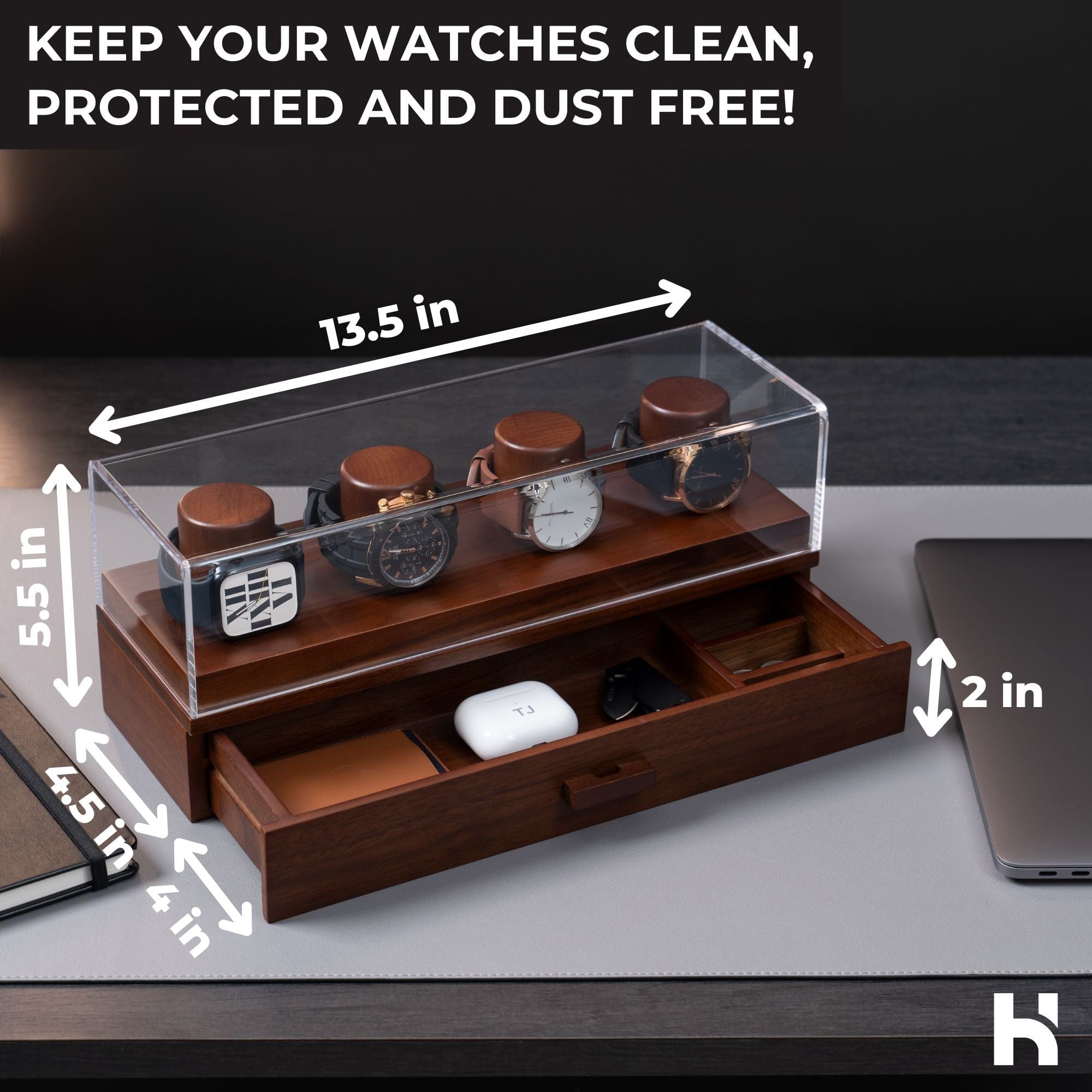 For Men - 4 Watch Case And Watch Holder - outlet Mens Watch Display Case Watch Stand