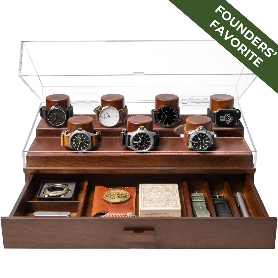 Holme & Hadfield Watch Case Walnut The Collector Pro